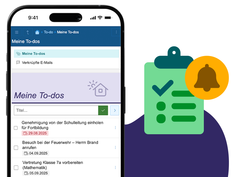 Ein Smartphone mit einer ausgefüllten To-do-Liste in der IServ-App.